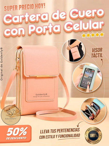 Cartera de cuero multifuncional antirobo