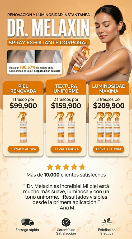 Spray Exfoliante Dr. Melaxin Corporal Aclarante – Elimina Células Muertas y Unifica el Tono de la Piel